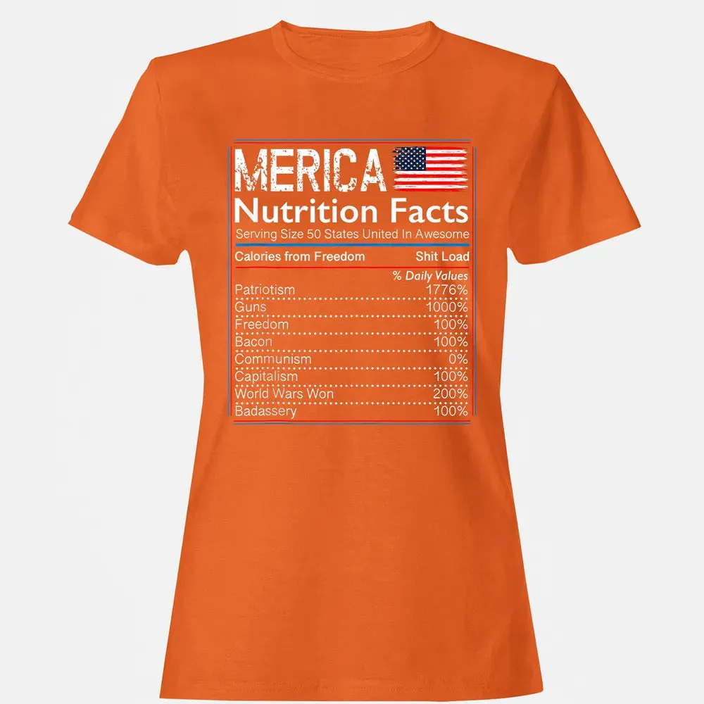 4th of July Proud American  Merica Nutrition Facts Women's T-shirt - 11