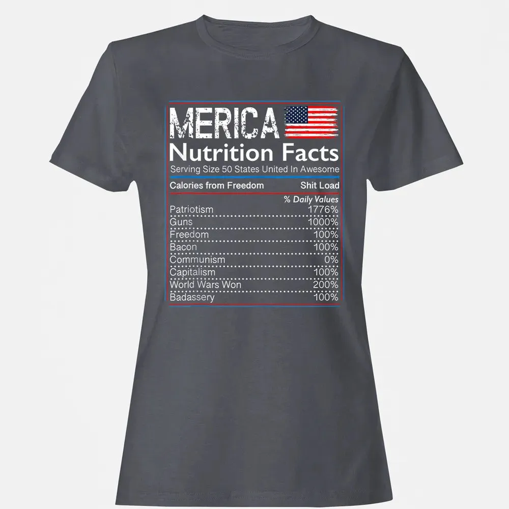 4th of July Proud American  Merica Nutrition Facts Women's T-shirt - 5