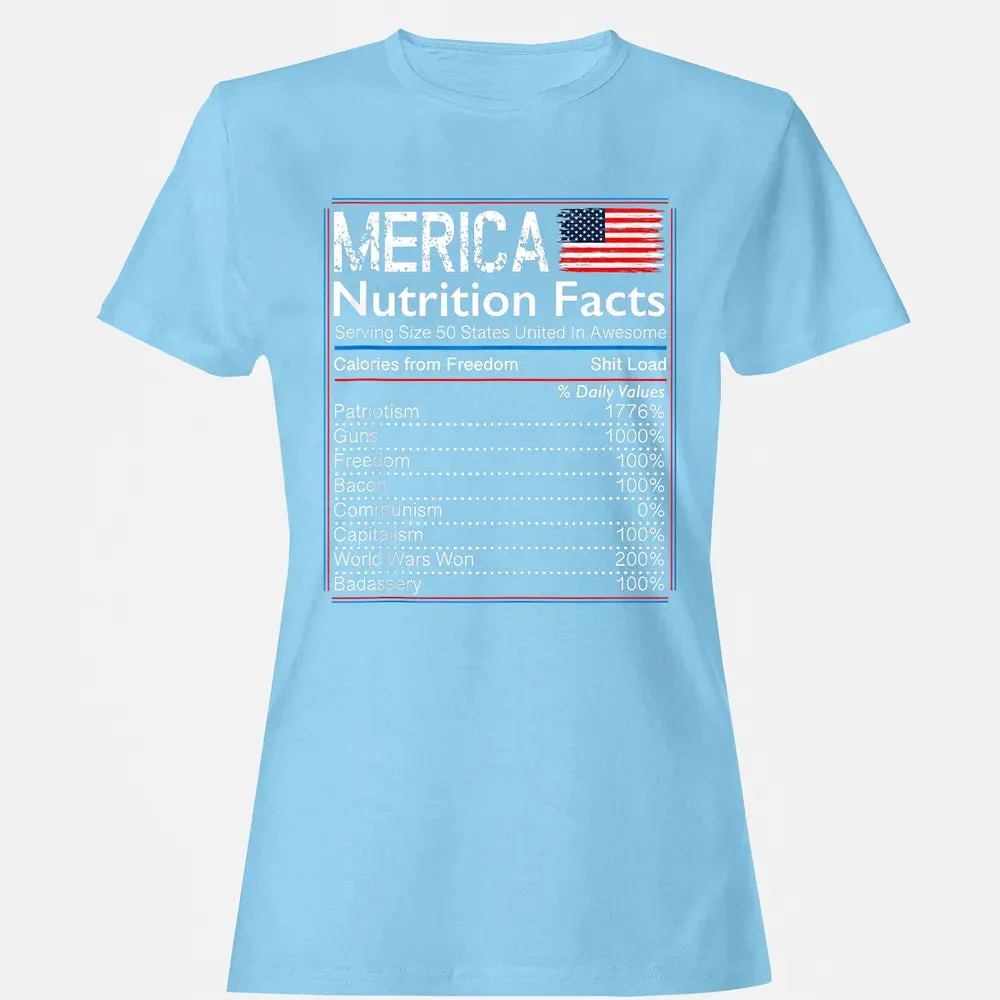 4th of July Proud American  Merica Nutrition Facts Women's T-shirt - 8