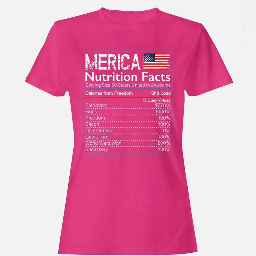 4th of July Proud American  Merica Nutrition Facts Women's T-shirt - 6