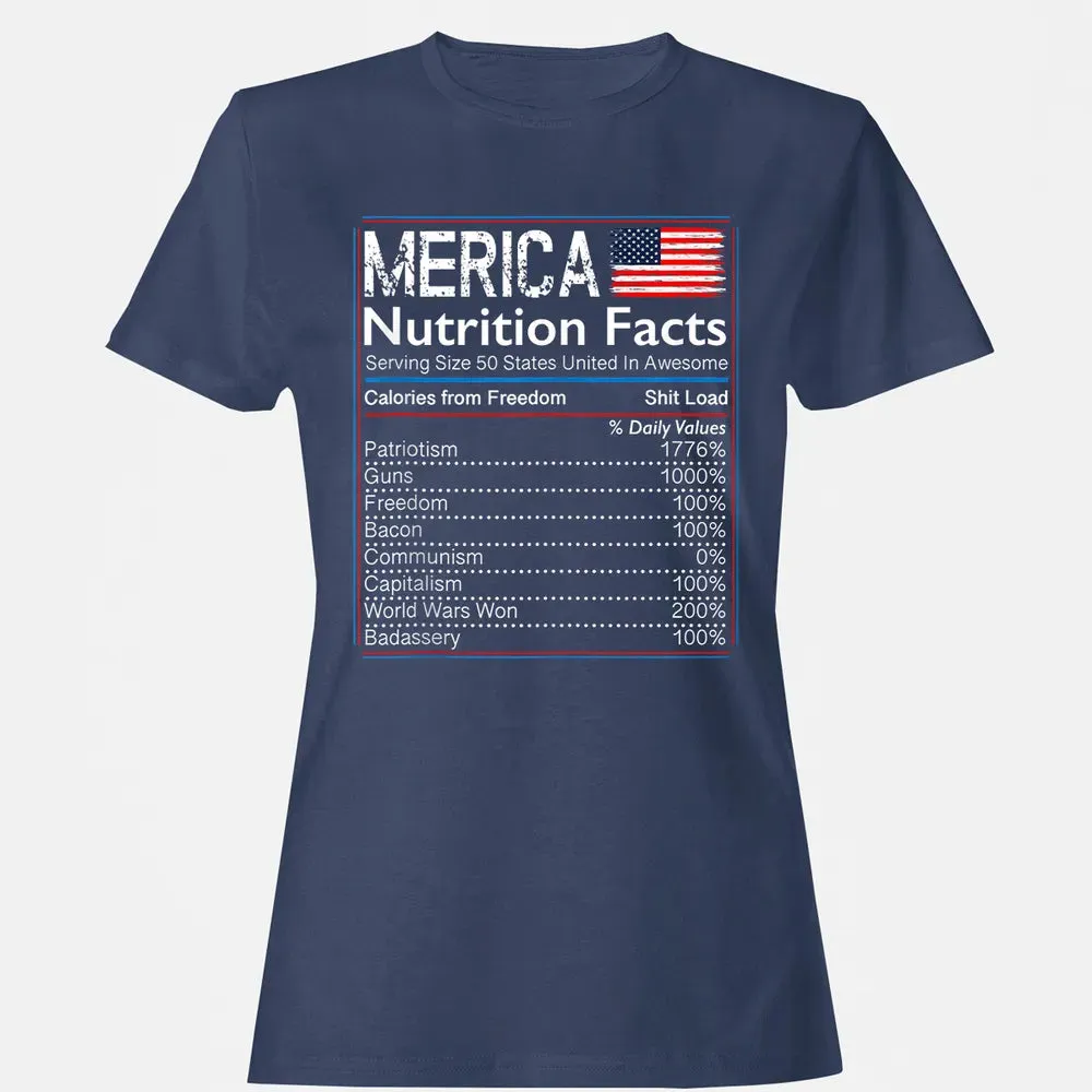 4th of July Proud American  Merica Nutrition Facts Women's T-shirt - 10