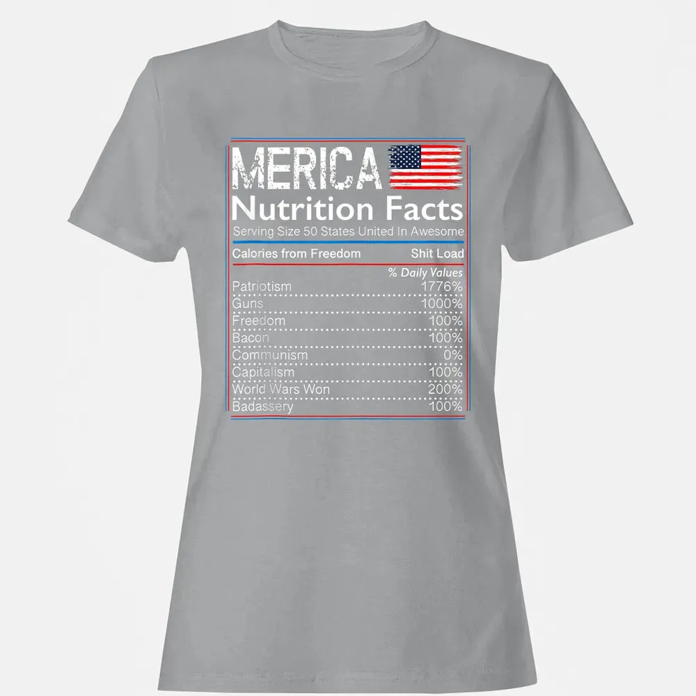 4th of July Proud American  Merica Nutrition Facts Women's T-shirt - 15