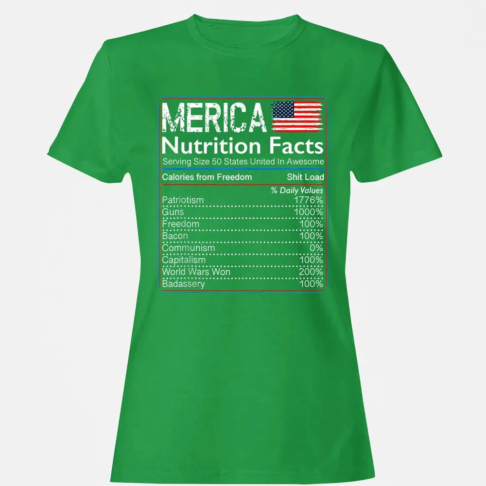 4th of July Proud American  Merica Nutrition Facts Women's T-shirt - 7