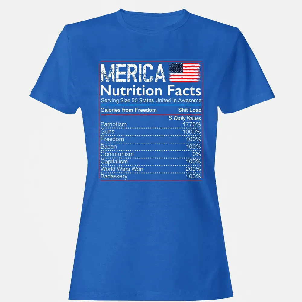 4th of July Proud American  Merica Nutrition Facts Women's T-shirt - 14