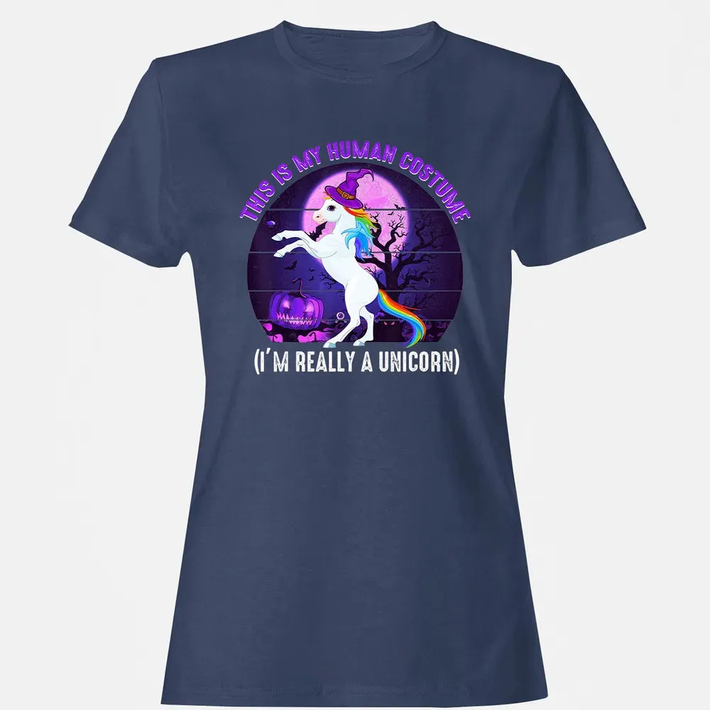 This is My Human Costume Funny Unicorn Halloween Women's T-shirt - 10