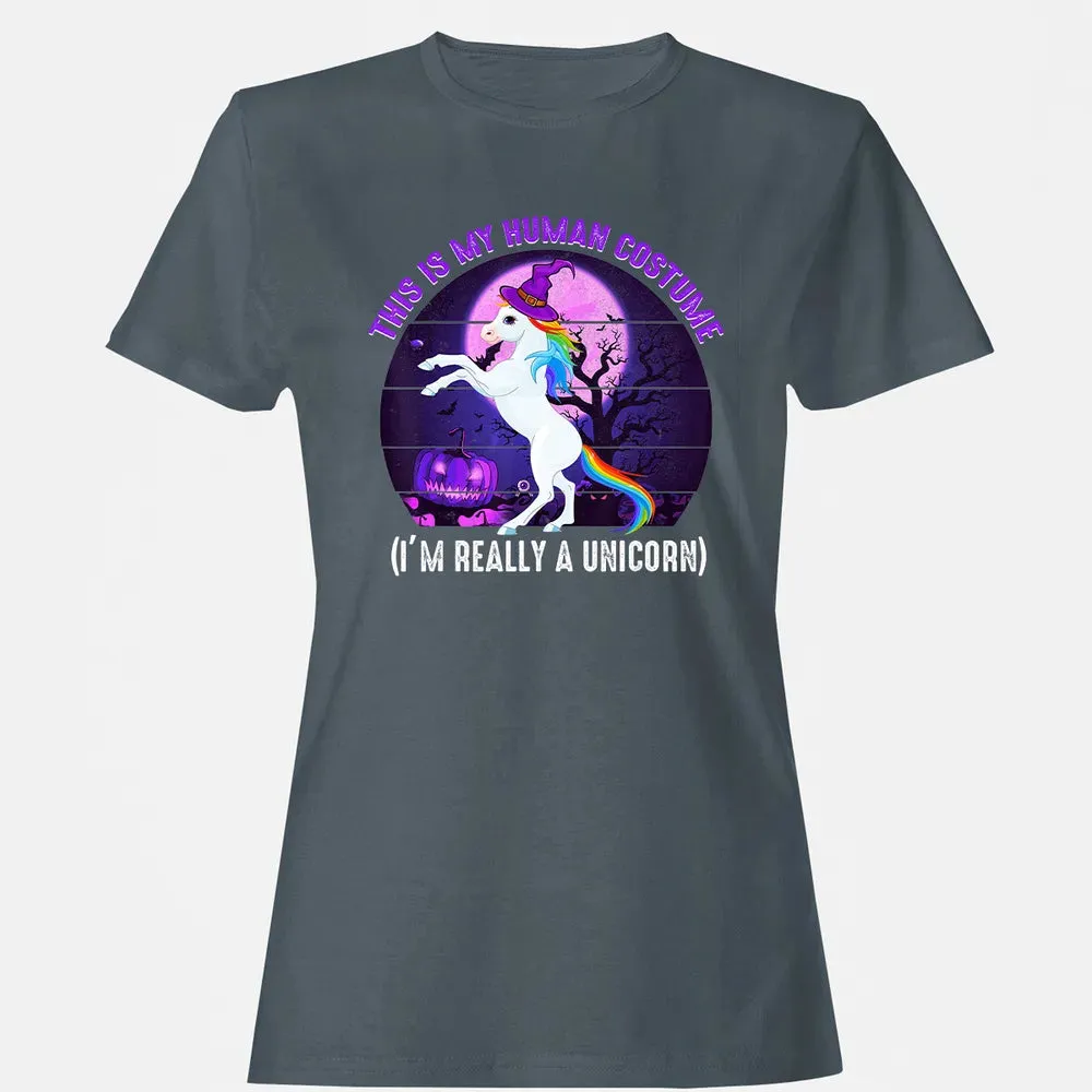 This is My Human Costume Funny Unicorn Halloween Women's T-shirt - 3
