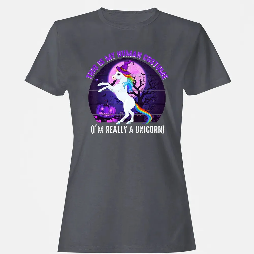 This is My Human Costume Funny Unicorn Halloween Women's T-shirt - 5