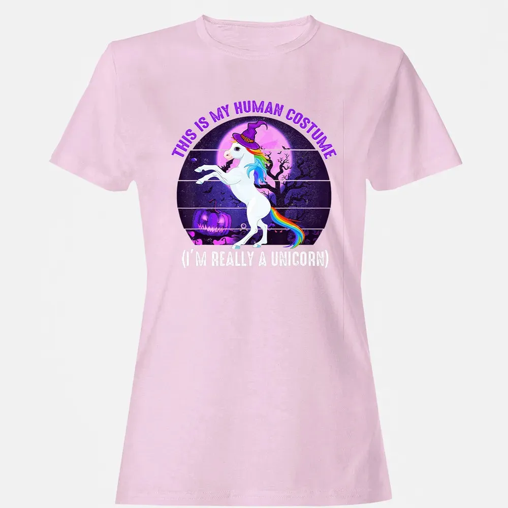 This is My Human Costume Funny Unicorn Halloween Women's T-shirt - 9