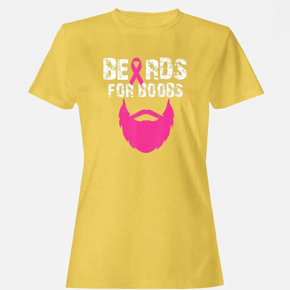 Beards for boobs Breast cancer awareness Women's T-shirt - 4