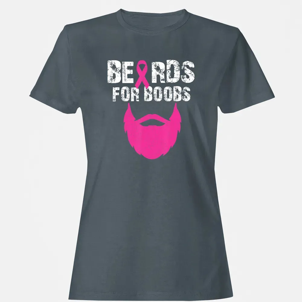 Beards for boobs Breast cancer awareness Women's T-shirt - 3