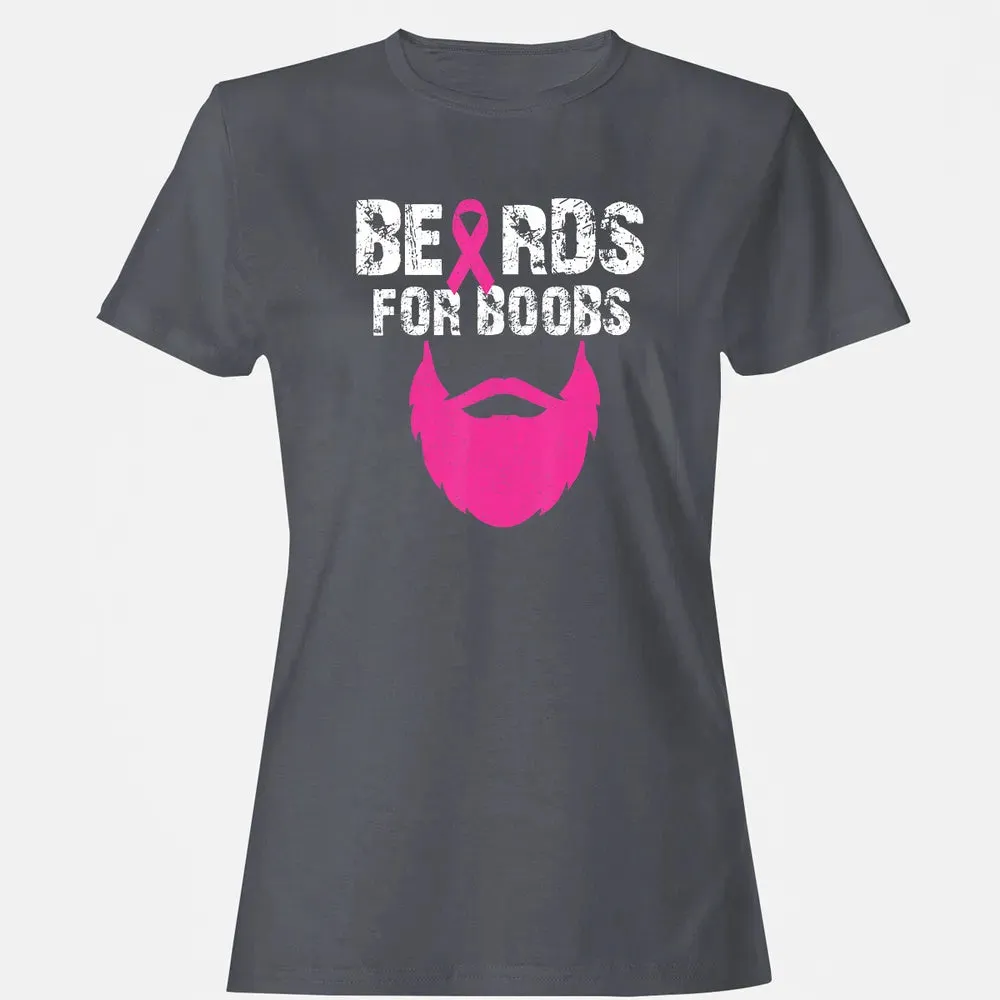 Beards for boobs Breast cancer awareness Women's T-shirt - 5