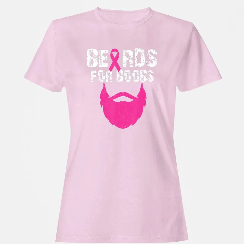 Beards for boobs Breast cancer awareness Women's T-shirt - 9