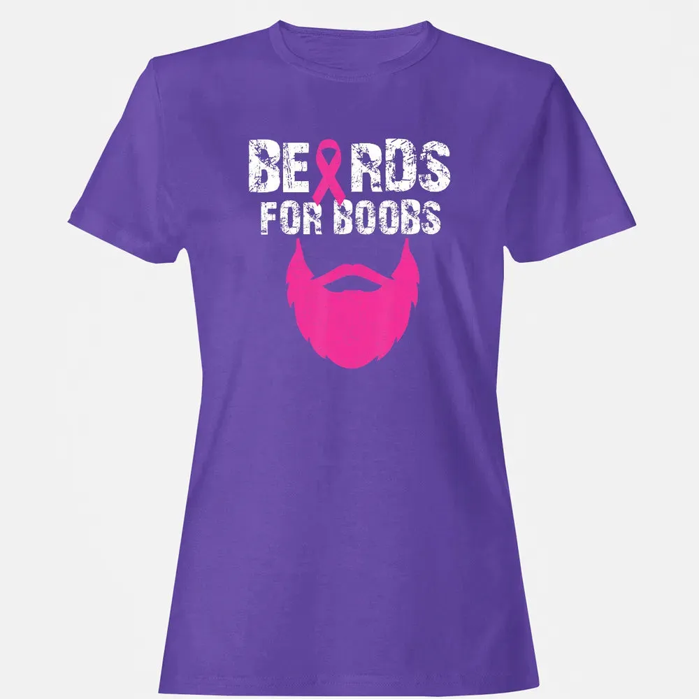Beards for boobs Breast cancer awareness Women's T-shirt - 12