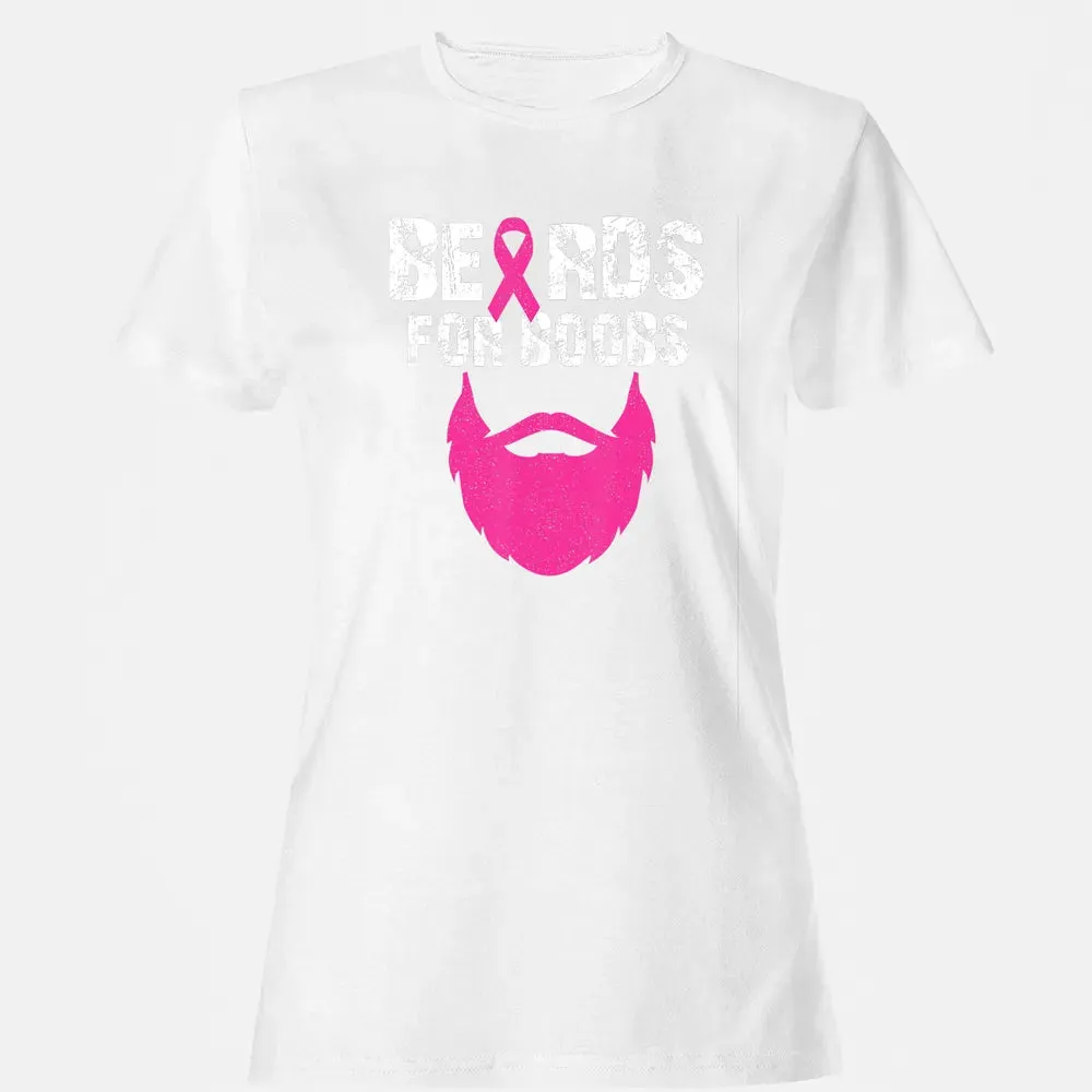 Beards for boobs Breast cancer awareness Women's T-shirt - 16