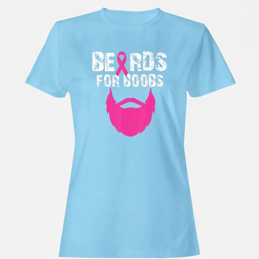 Beards for boobs Breast cancer awareness Women's T-shirt - 8