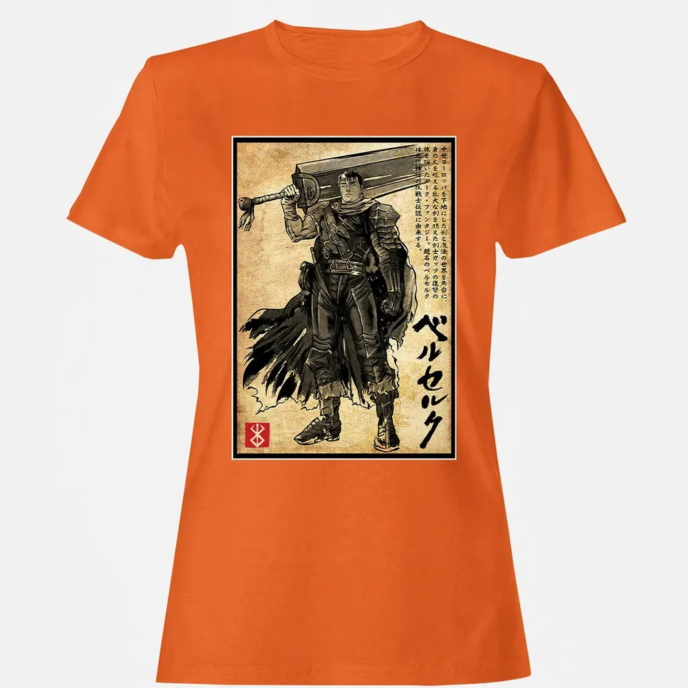 Black Swordsman woodblock Women's T-shirt - 11