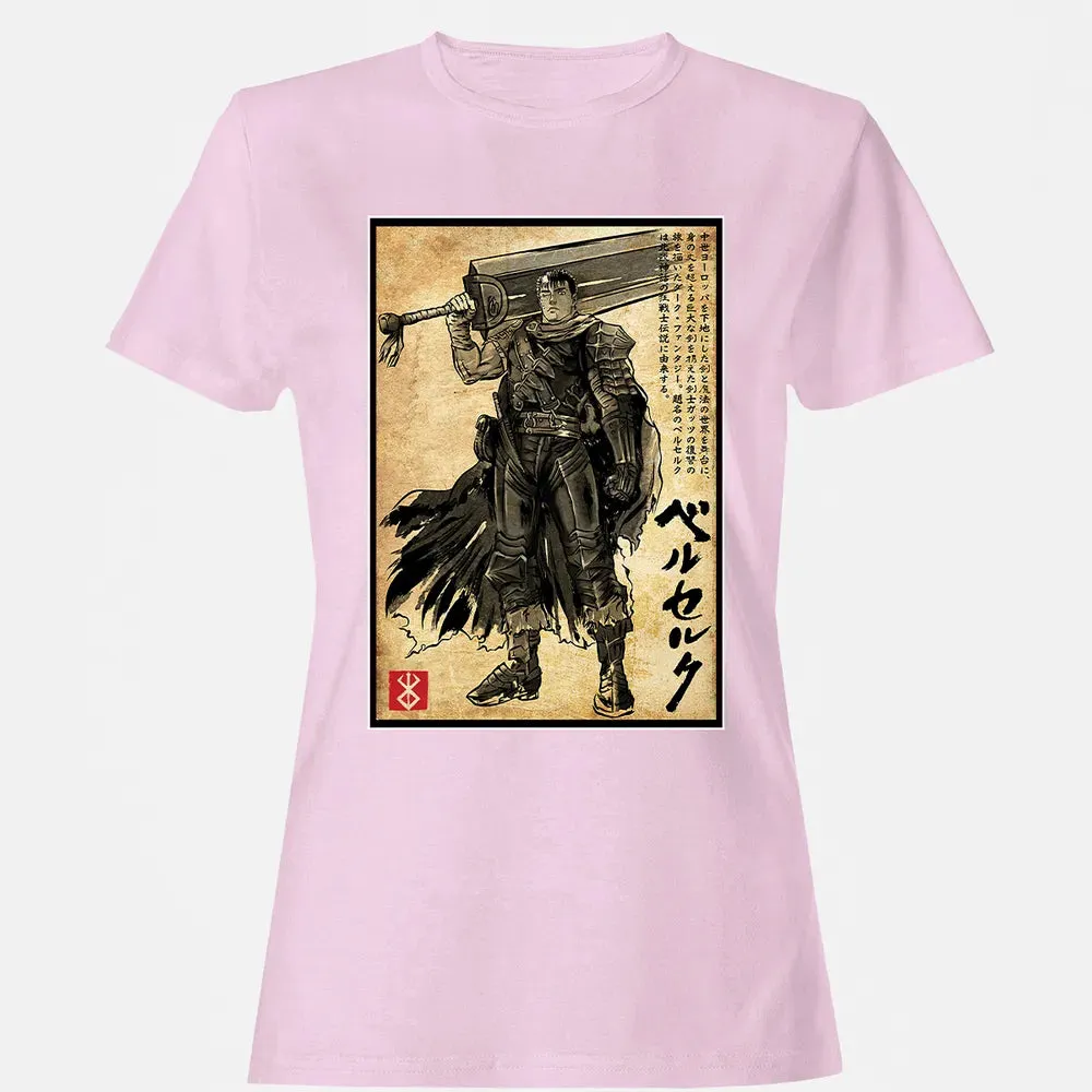 Black Swordsman woodblock Women's T-shirt - 9