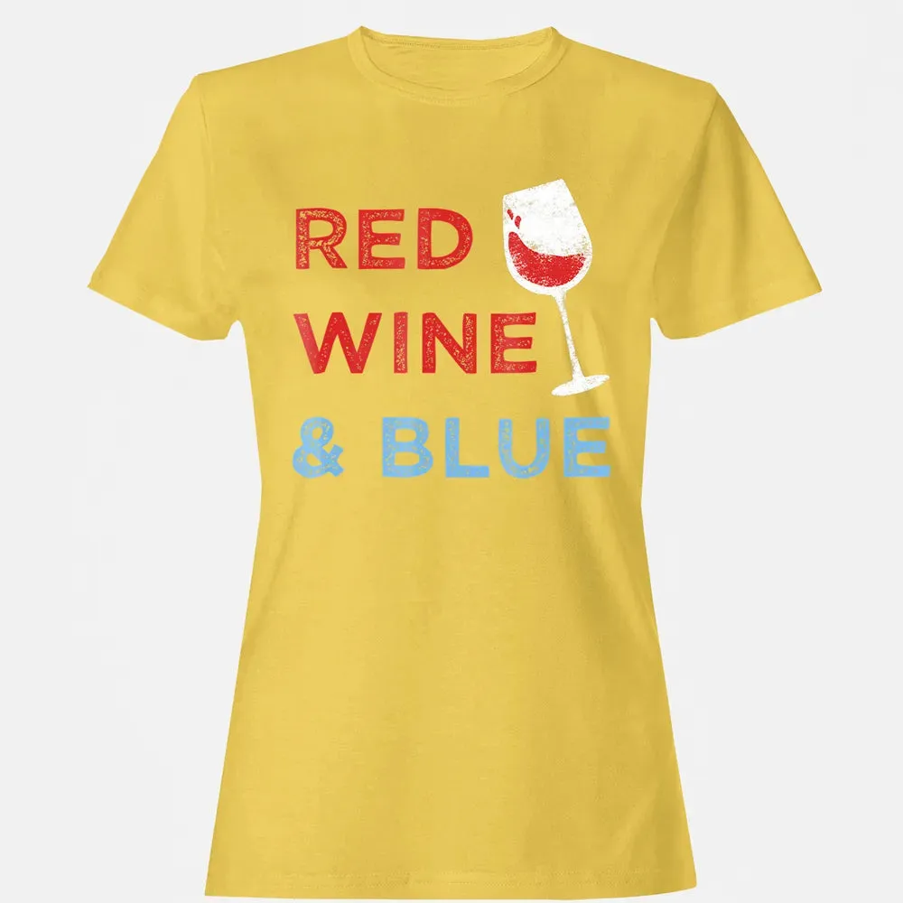 Red Wine &amp; Blue   Funny Patriotic 4th of July Women's T-shirt - 4