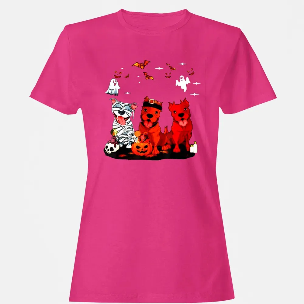 Pitbull Dog with Candy Pumpkin   Pitbull Halloween Women's T-shirt - 6
