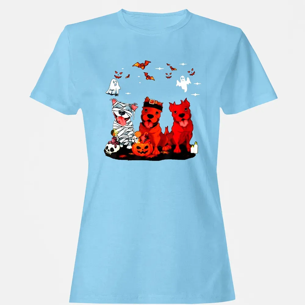 Pitbull Dog with Candy Pumpkin   Pitbull Halloween Women's T-shirt - 8