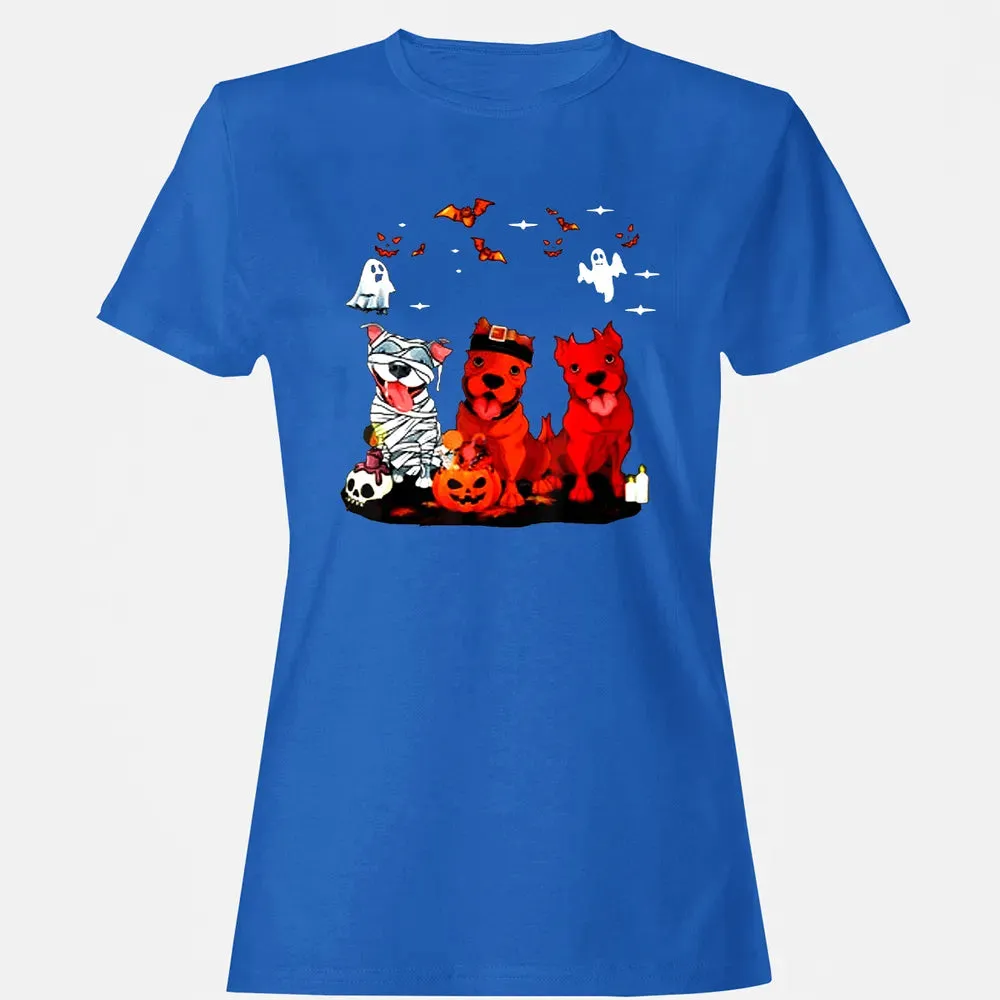 Pitbull Dog with Candy Pumpkin   Pitbull Halloween Women's T-shirt - 14