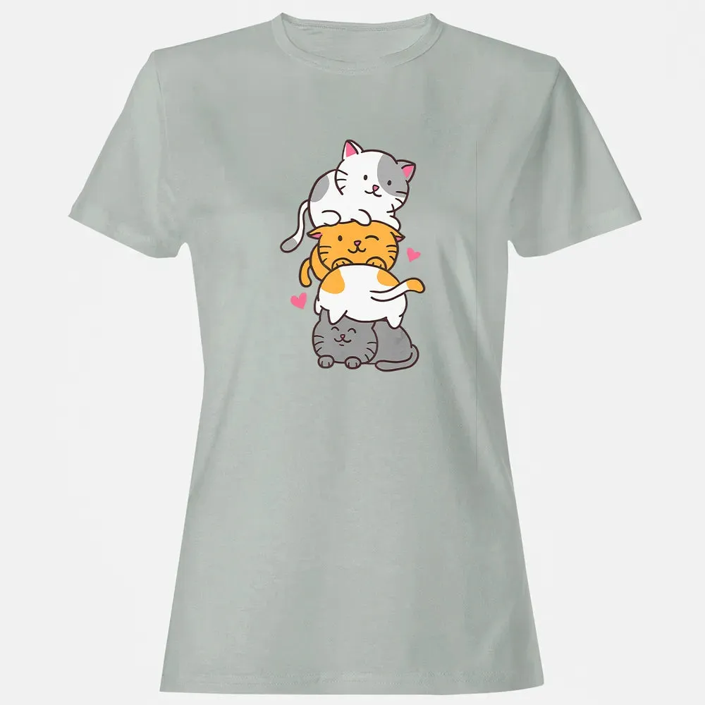 Cat Cats Meowtain Cute Kitty Pile Anime Kawaii Neko Gift Women's T-shirt - 2
