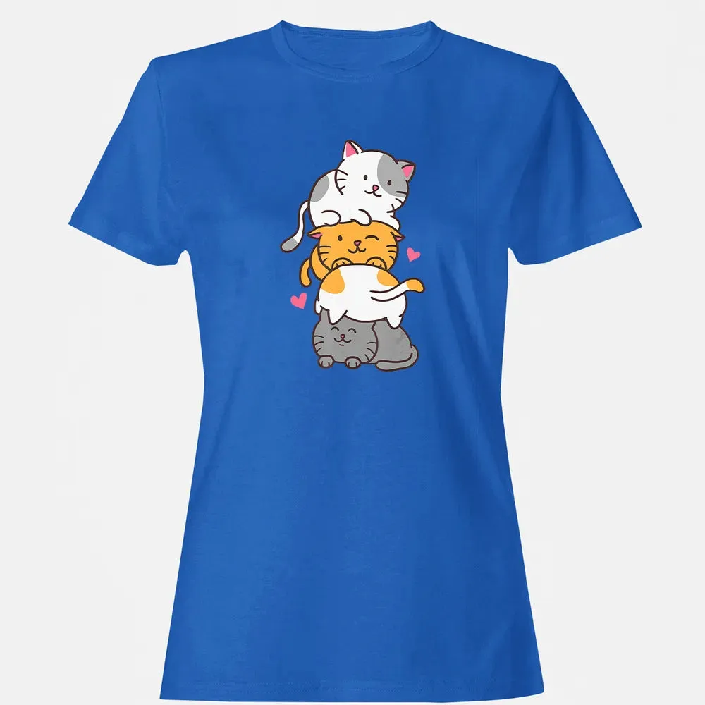 Cat Cats Meowtain Cute Kitty Pile Anime Kawaii Neko Gift Women's T-shirt - 14