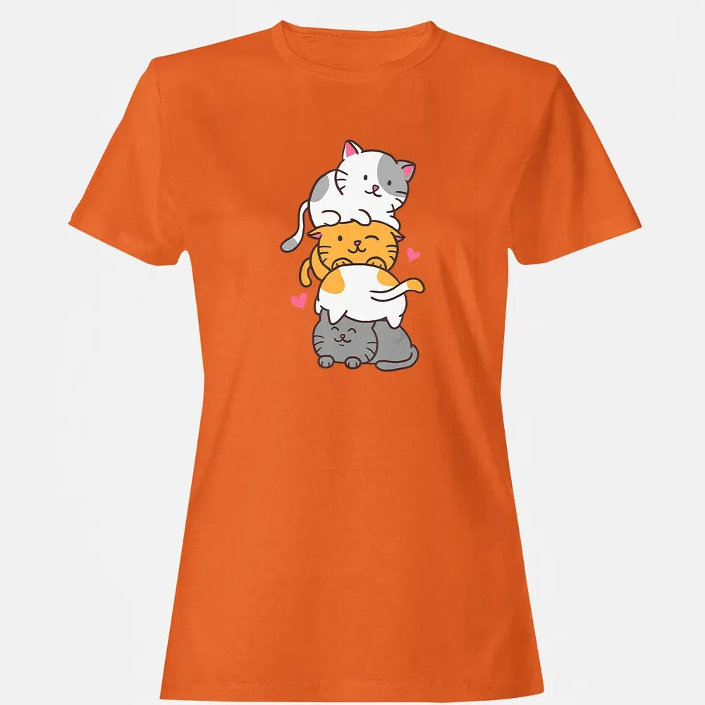Cat Cats Meowtain Cute Kitty Pile Anime Kawaii Neko Gift Women's T-shirt - 11