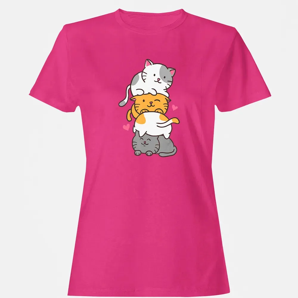 Cat Cats Meowtain Cute Kitty Pile Anime Kawaii Neko Gift Women's T-shirt - 6