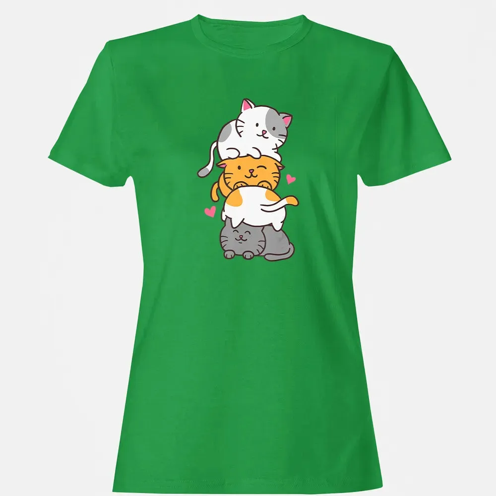 Cat Cats Meowtain Cute Kitty Pile Anime Kawaii Neko Gift Women's T-shirt - 7