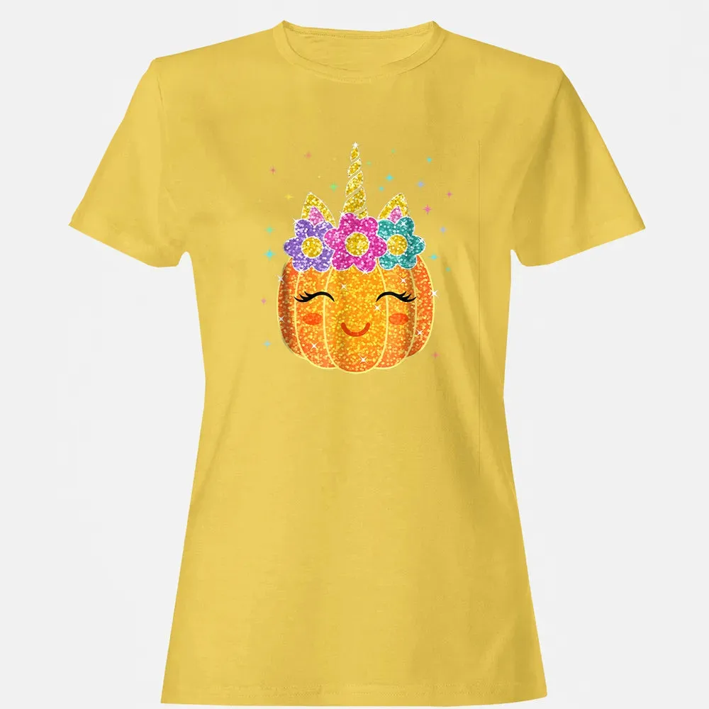 Cute Unicorn Pumpkin Halloween Thanksgiving Women's T-shirt - 4