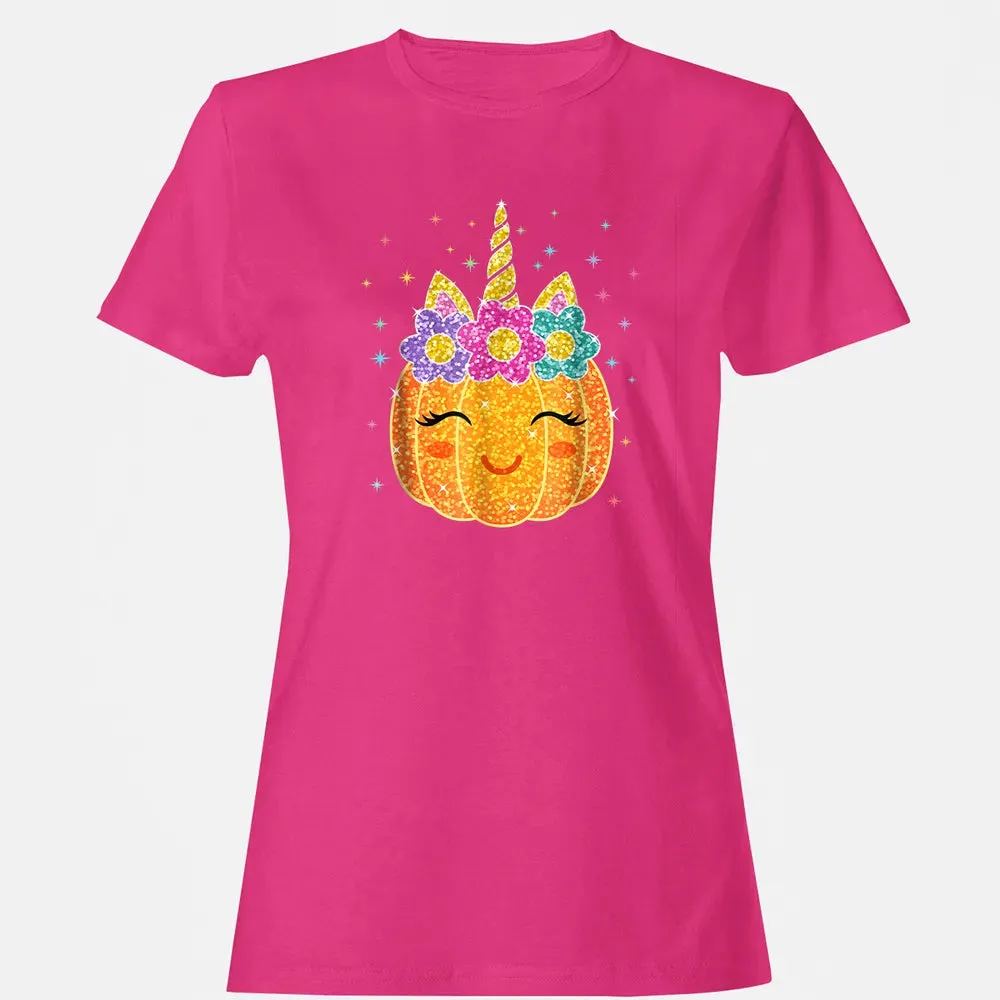 Cute Unicorn Pumpkin Halloween Thanksgiving Women's T-shirt - 6