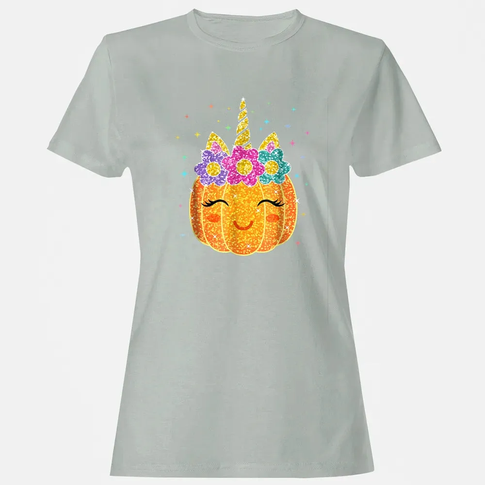 Cute Unicorn Pumpkin Halloween Thanksgiving Women's T-shirt - 2