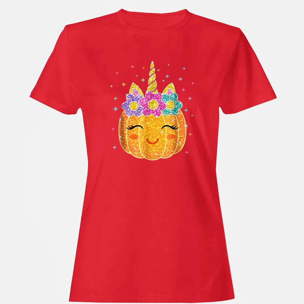Cute Unicorn Pumpkin Halloween Thanksgiving Women's T-shirt - 13