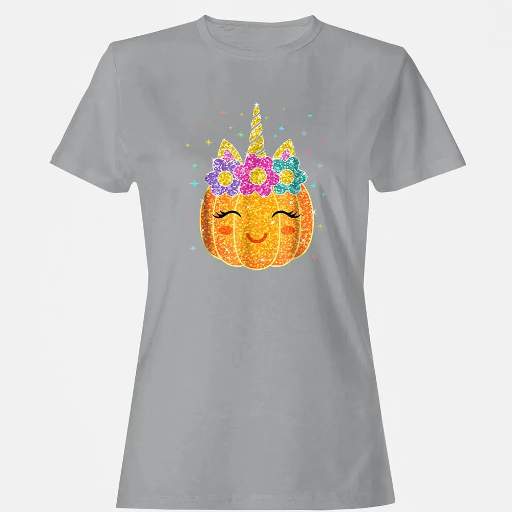 Cute Unicorn Pumpkin Halloween Thanksgiving Women's T-shirt - 15