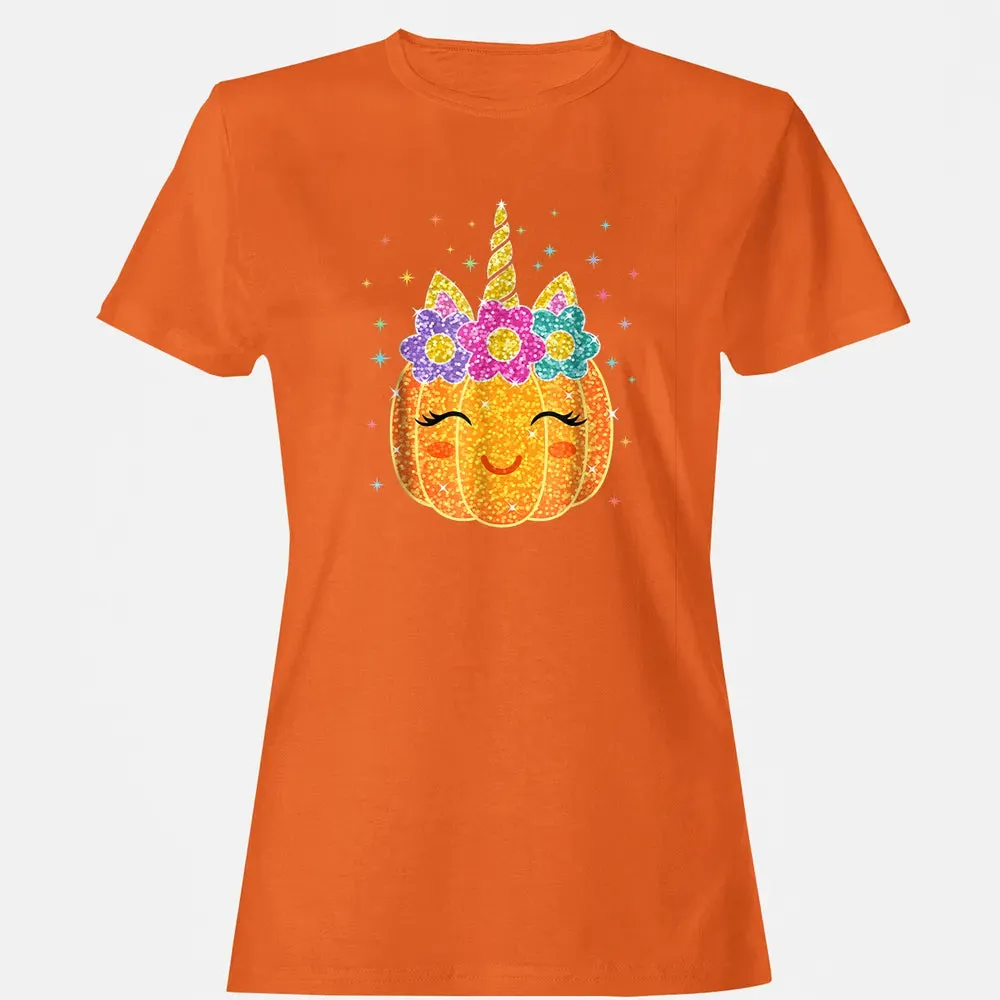 Cute Unicorn Pumpkin Halloween Thanksgiving Women's T-shirt - 11