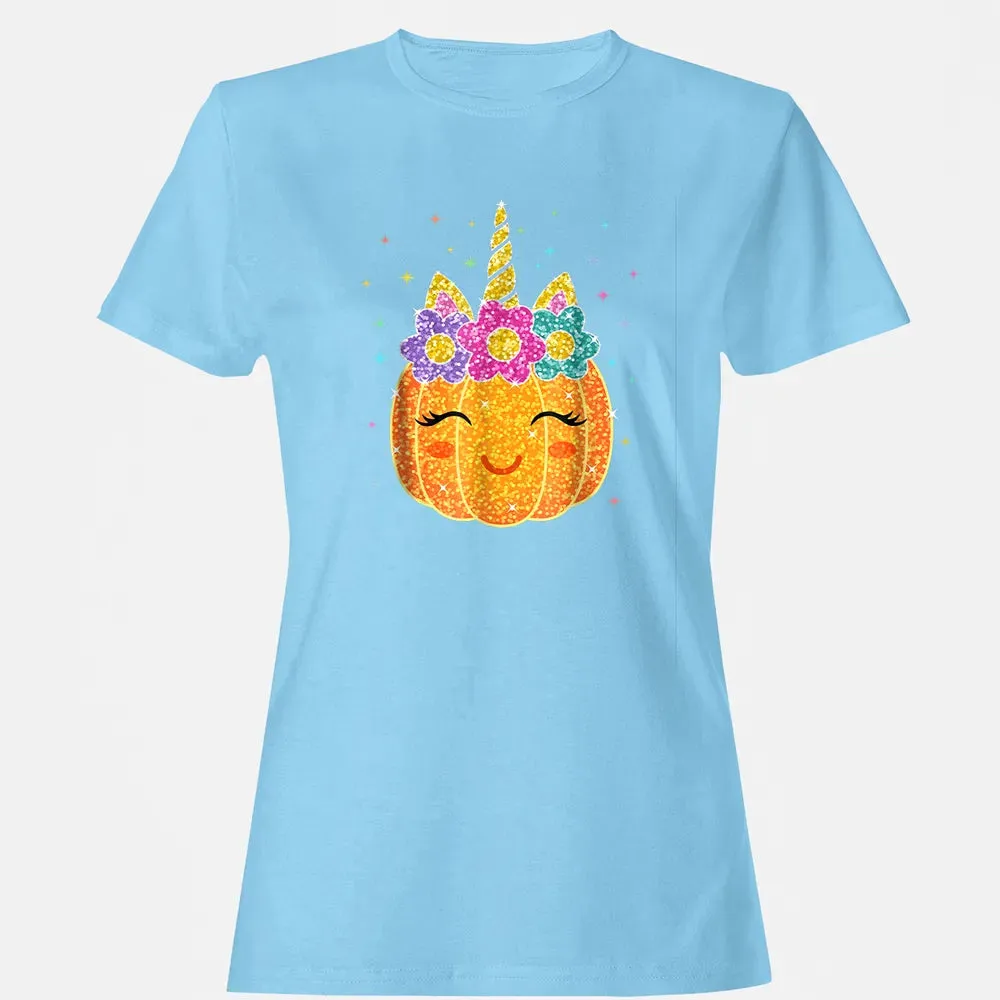 Cute Unicorn Pumpkin Halloween Thanksgiving Women's T-shirt - 8