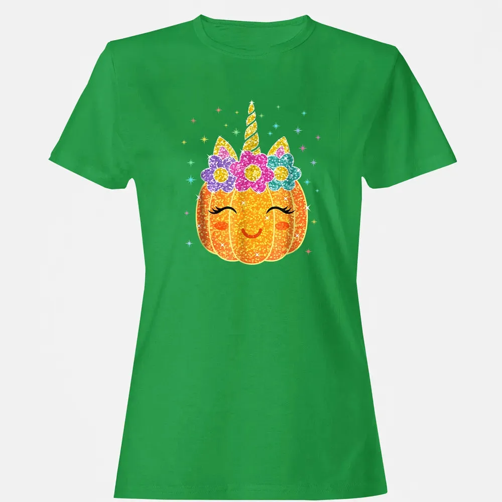 Cute Unicorn Pumpkin Halloween Thanksgiving Women's T-shirt - 7