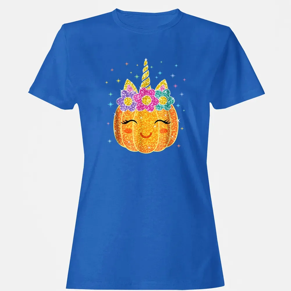 Cute Unicorn Pumpkin Halloween Thanksgiving Women's T-shirt - 14