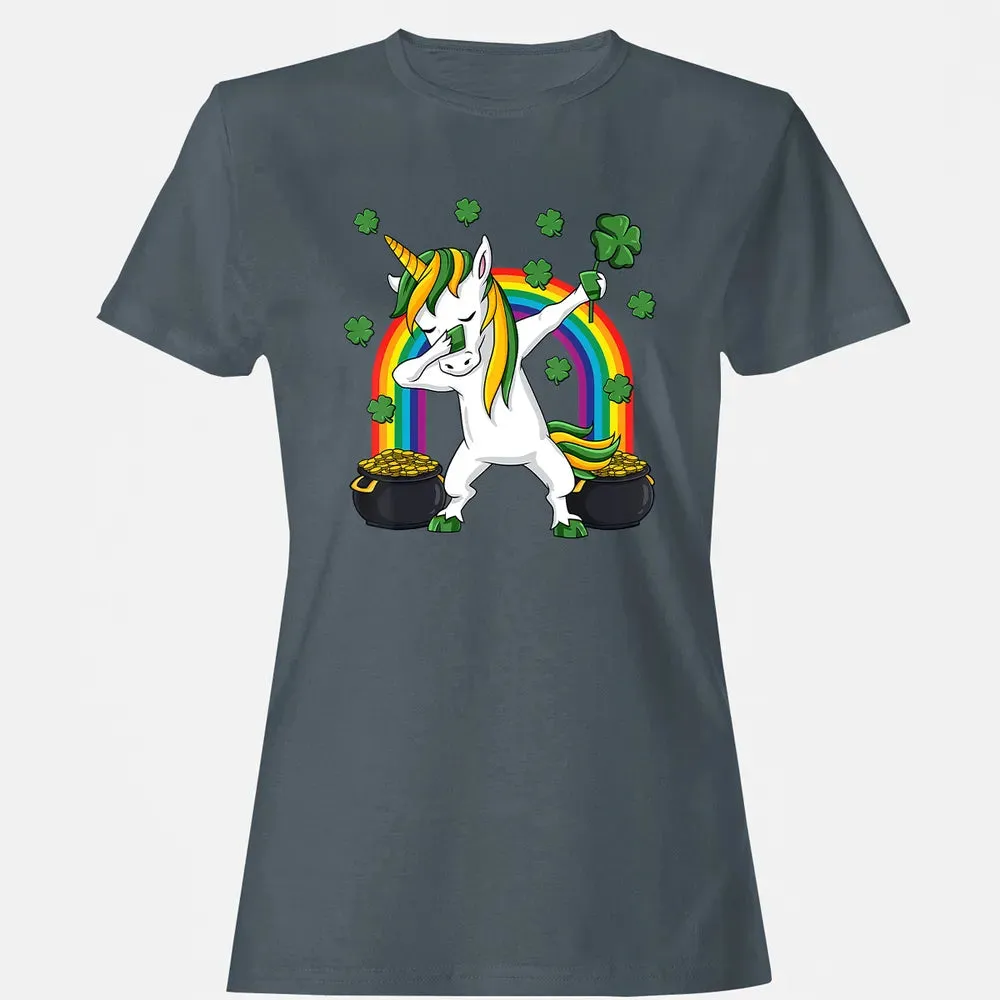 Dabbing Unicorn St Patricks Day Irish Dab Girls Kids Women's T-shirt - 3