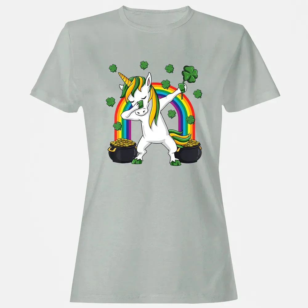 Dabbing Unicorn St Patricks Day Irish Dab Girls Kids Women's T-shirt - 2
