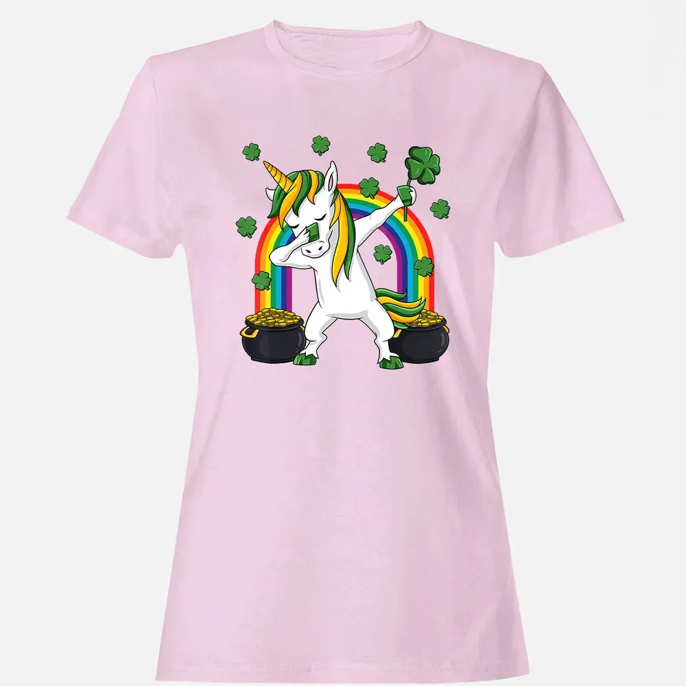 Dabbing Unicorn St Patricks Day Irish Dab Girls Kids Women's T-shirt - 9