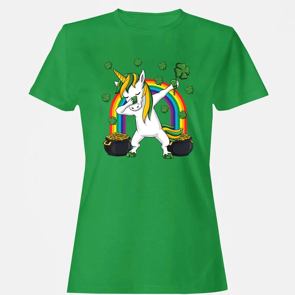 Dabbing Unicorn St Patricks Day Irish Dab Girls Kids Women's T-shirt - 7