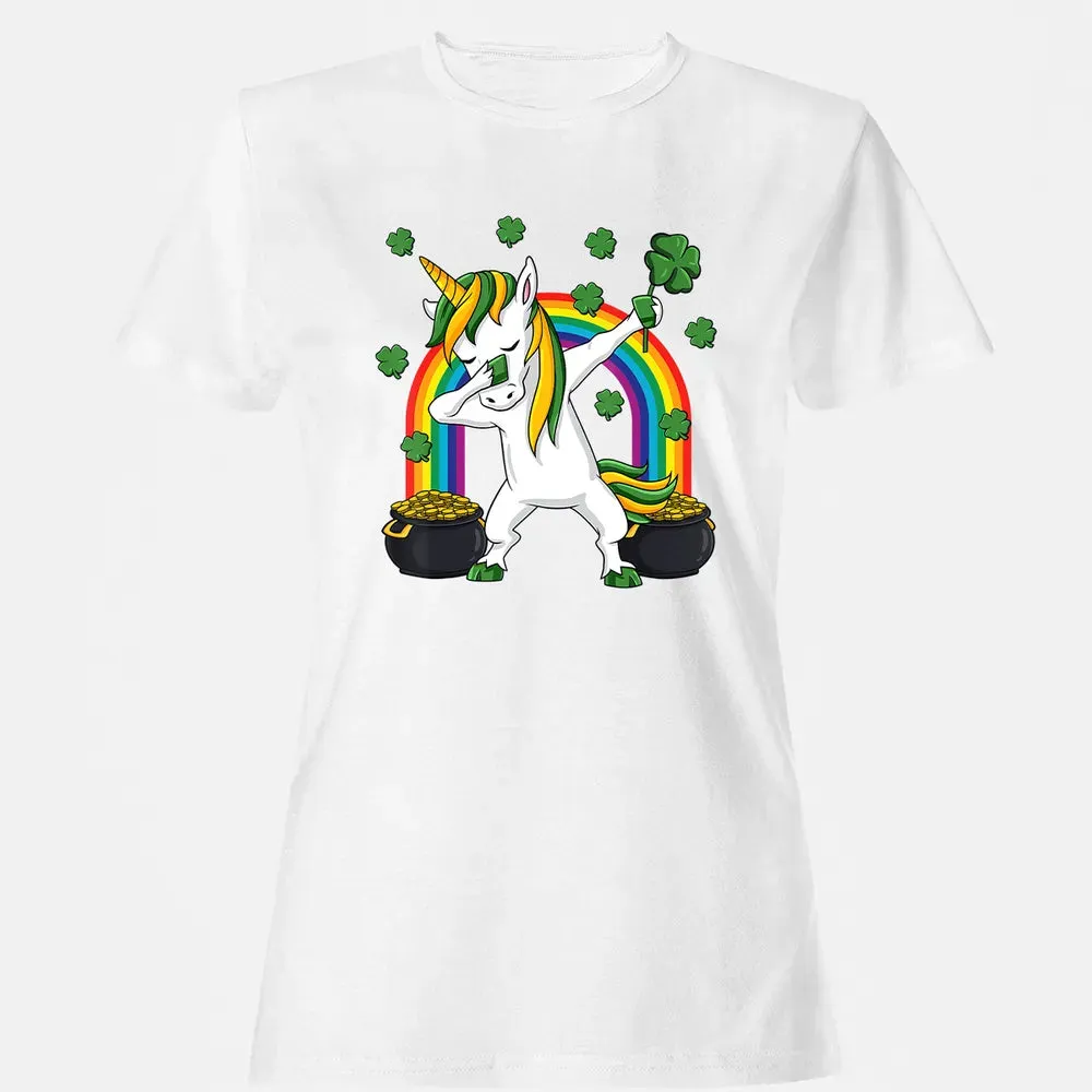 Dabbing Unicorn St Patricks Day Irish Dab Girls Kids Women's T-shirt - 16