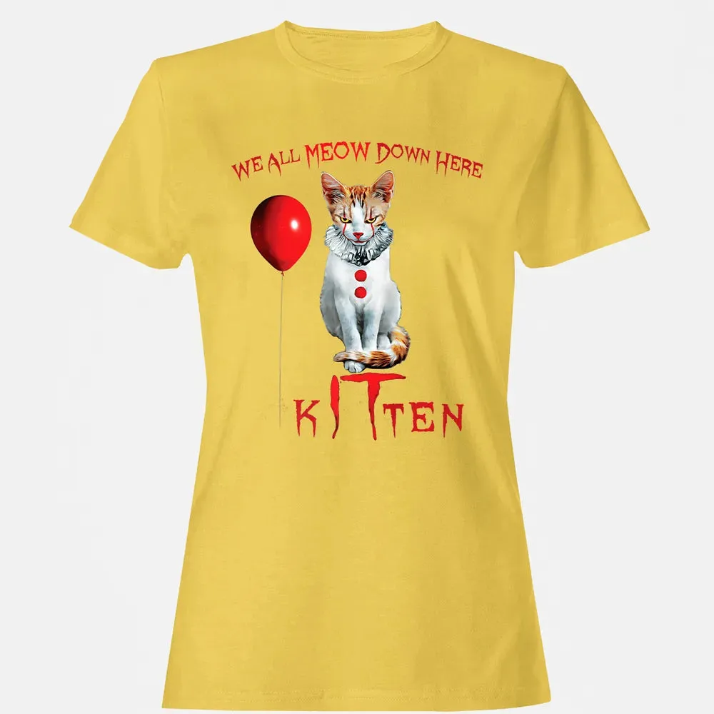 We All MEOW Down Here Clown Cat Kitten Premium Women's T-shirt - 4