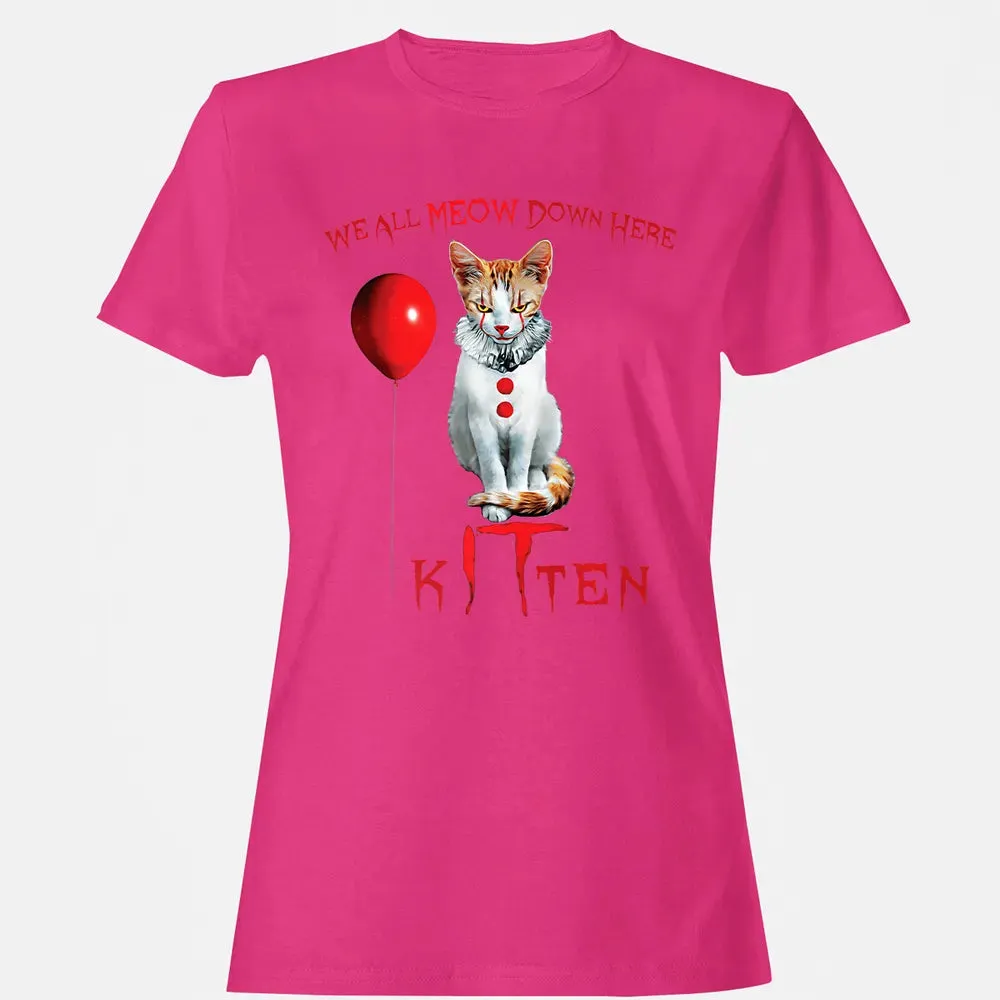We All MEOW Down Here Clown Cat Kitten Premium Women's T-shirt - 6