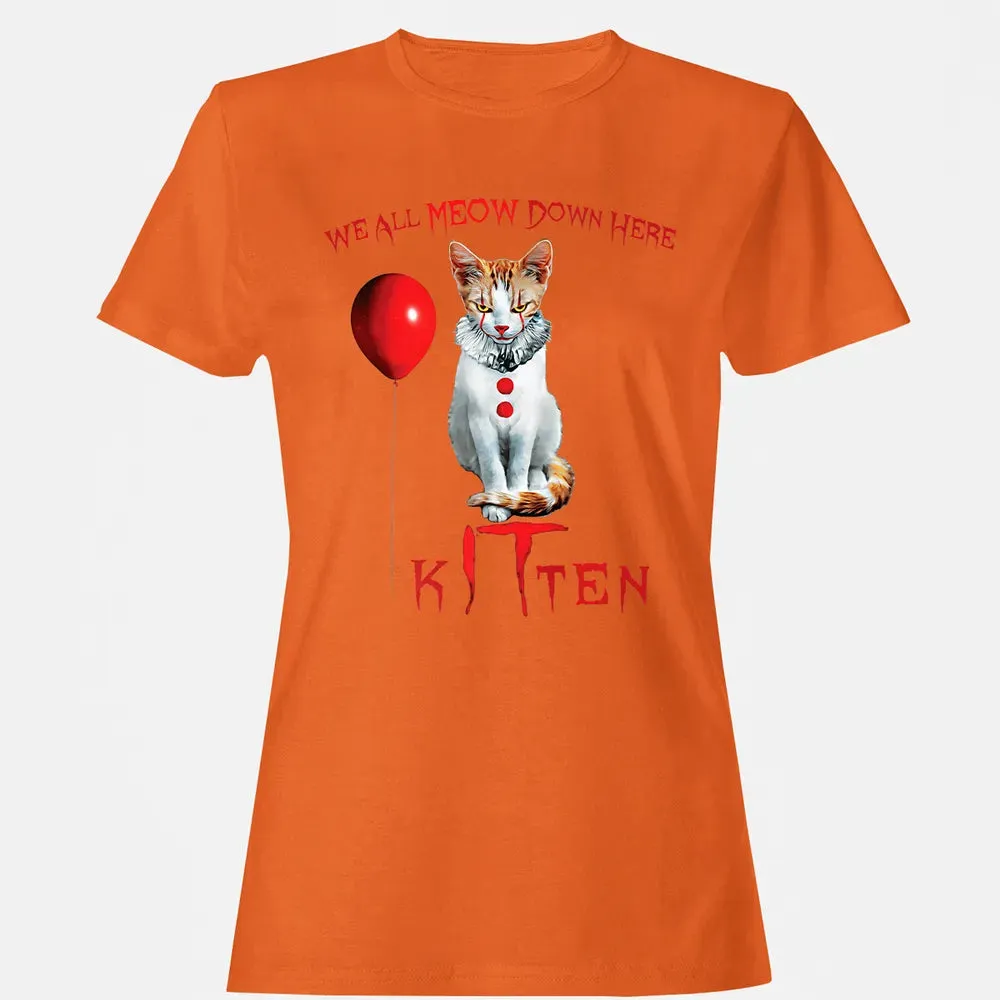 We All MEOW Down Here Clown Cat Kitten Premium Women's T-shirt - 11