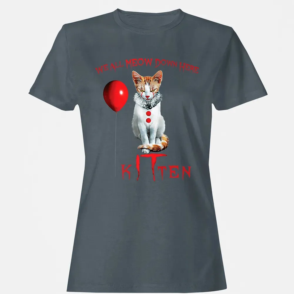 We All MEOW Down Here Clown Cat Kitten Premium Women's T-shirt - 3