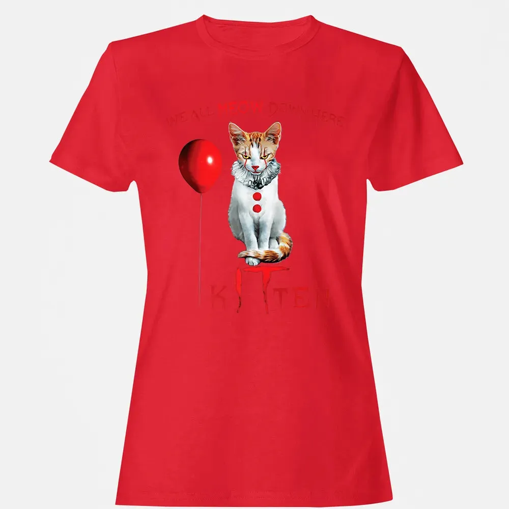 We All MEOW Down Here Clown Cat Kitten Premium Women's T-shirt - 13