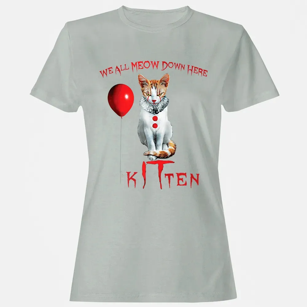 We All MEOW Down Here Clown Cat Kitten Premium Women's T-shirt - 2
